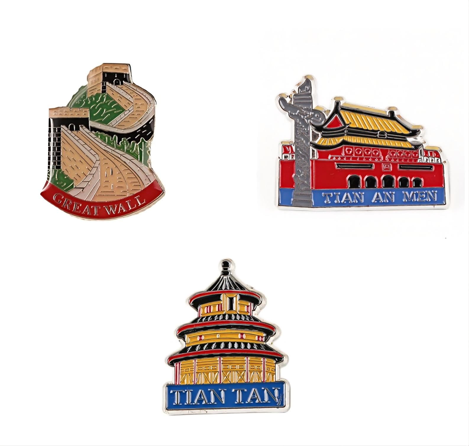 Amazon.co.jp: 3 北京中国旅行お土産ピン、万里の長城天安門天壇旅行お